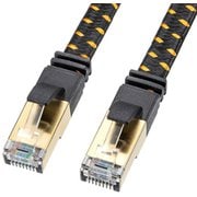 LANケーブル 3m CAT8 ブラック 爪折れ防止 メッシュケーブル 金メッキコネクタ より線 STP ストレート結線 RJ45 KB-T8MEFL-03BK