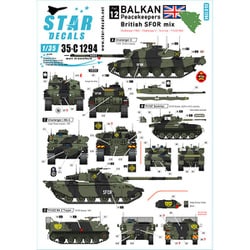 SD35-C1294 ミリタリー用デカール 1/35 現用 英 バルカン半島の平和維持軍#12 英国SFOR混成部隊チャレンジャー１/チャレンジャー2/シミターCVR（T）/FV432 [プラモデル用品]