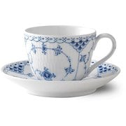 1020522 [ブルーフルーテッド ハーフレースカップ&ソーサー 200ml]