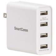 USB AC充電器 SmartComm USBチャージャー 4ポート 最大36W USB-A×4 収納式プラグ採用 ホワイト MAV-AU436N