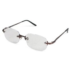 老眼鏡 シニアグラス フチなしタイプ 度数＋1.50 ブラウン ERK-01-15