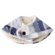 首元あったか おやすみマフラー ボタン付き フリーサイズ 幾何柄 ネイビー SM109072-72