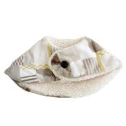 首元あったか おやすみマフラー ボタン付き フリーサイズ 幾何柄 ブラウン SM109072-93