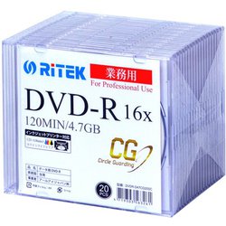 データ用 DVD-R 4.7GB 16倍速 Ritek Professional with "CG" Technology （Ritek Pro "CG"） スリムケース入り20枚パック DVDR-D47CG20SC