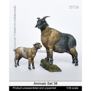Man35139 1/35 レジン製フィギュア 動物セット38 周囲を見張る山羊と子山羊 [組立式プラスチックモデル]