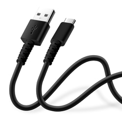 やわらかケーブル USB-A to USB-C 0.5m ブラック PG-YWCA05BK