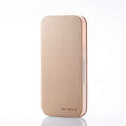 PM-A20BPLFMINTG [iPhone 12 / iPhone 12 Pro 用 手帳型 レザーケース MINIO（ミニオ） トープグレー×ピーチピンク]