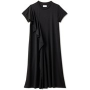 ラッフルドショートスリーブワンピース RAFFLED S/S ONE-PIECE DEAR721301 ブラック(K) Mサイズ [フィットネス ヨガ シャツ レディース]