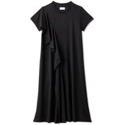 ラッフルドショートスリーブワンピース RAFFLED S/S ONE-PIECE DEAR721301 ブラック(K) Lサイズ [フィットネス ヨガ シャツ レディース]