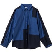 ストレッチブロックドシャツ STRETCH BLOCKED SHIRT DEAR321303 ブルー×クールネイビー(BC) Lサイズ [フィットネス ヨガ シャツ レディース]