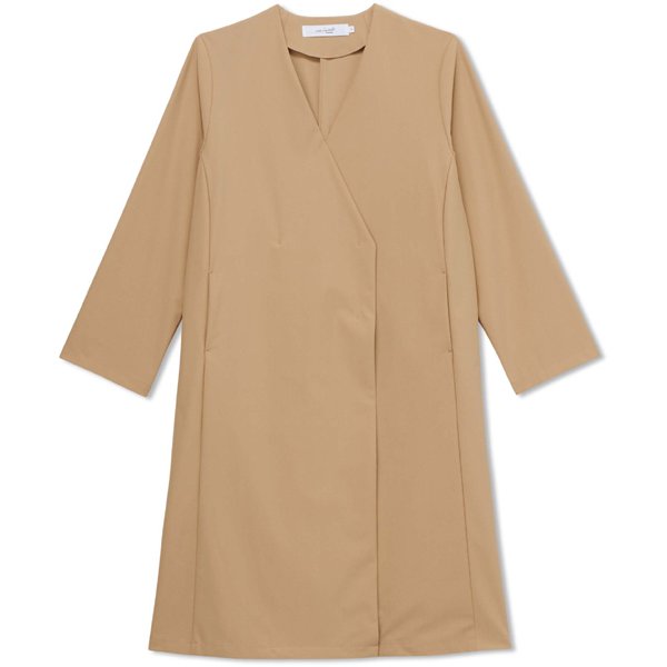 シェルタリングラペルレスコート SHELTERING LAPELLESS COAT DMF321101 ライトベージュ(BL) サイズ1 [フィットネス ヨガ コート レディース]