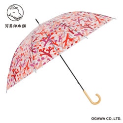 ビニール傘 河馬印本舗 クリアアンブレラ 59cm 手開き式 8本骨 木の手元 安全カバー Nanten 54091