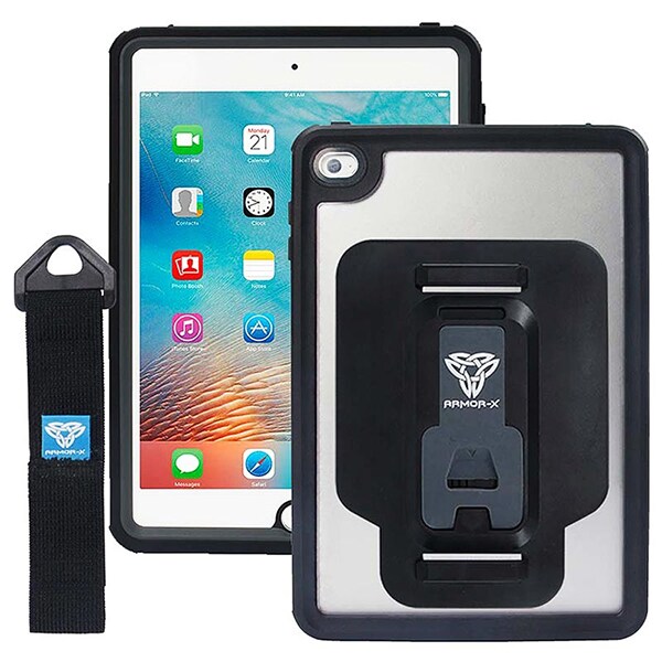 Mxs A3s 4 Ipad Mini 第4世代 用 Armor X Ip68 Waterproof Case Hand Strap 防水ケースハンドストラップ ブラック