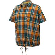 W's CL Plaid H/S Wide Shirt ウィメンズシーエルプラッドハーフスリーブワイドシャツ TOWRJA74 GR Lサイズ [アウトドア カットソー レディース]