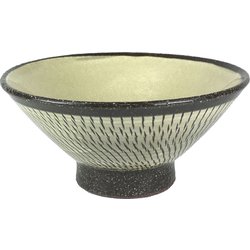 日本製 FolkDesign 飯碗 黄釉飛びカンナ
