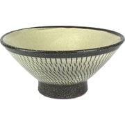 日本製 FolkDesign 飯碗 黄釉飛びカンナ