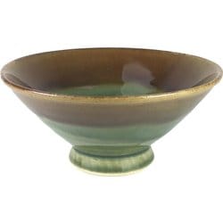 日本製 FolkDesign 飯碗 掛分織部飴釉