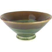 日本製 FolkDesign 飯碗 掛分織部飴釉
