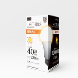 LED電球 40W相当 全方向 4万時間タイプ 電球色 E26口金 HDLED40W2700K