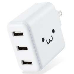 USB AC充電器 MPA-ACU12シリーズ 最大合計出力18W USB-A×3 おまかせ充電対応 スイングプラグ採用 ホワイト MPA-ACU12WF