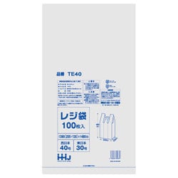 レジ袋 東日本30号 西日本40号 0.013mm厚 乳白 100枚入 TE40