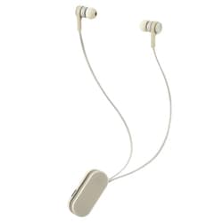 ワイヤレスイヤホン Bluetooth5.0 両耳 コードあり 巻き取り式 クリップ付 ストーンホワイト コンパクト LBT-HPC17WH