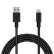 USB Type-A to Lightningケーブル 耐久仕様 MFI認証 アルミコネクタ 2.0m ブラック MPA-XUALPSA20BK