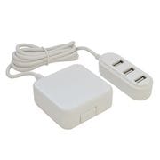 AC充電器 2m延長 USB A×3ポート 3.4A ホワイト R20AC3A3A01WH