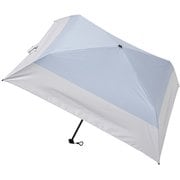 折りたたみ傘 晴雨兼用 ボーダー 50cm 手開き式 4本骨 UVカット加工 1級遮光 ペールスカイ