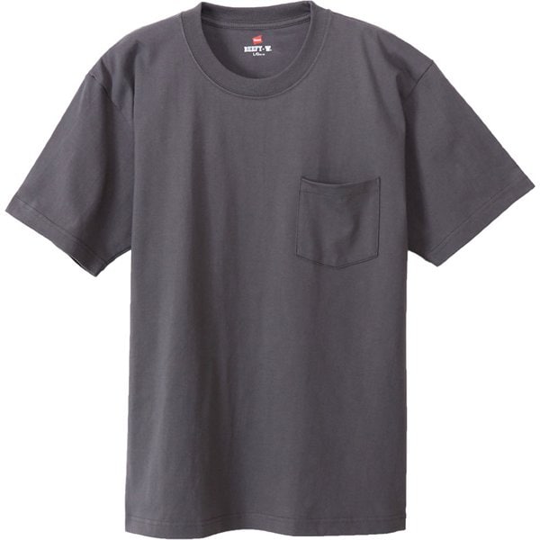 H5190-081-L [HANES（ヘインズ） ビーフィーポケットTシャツ ダークグレー Lサイズ]
