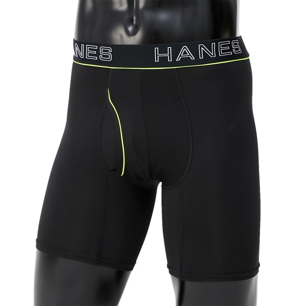 HANES(ヘインズ) COMFORT FLEX FIT ボクサーブリーフ 前開き ブラック Mサイズ HM6EQ102-090-M