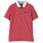 621-1160007-100-L [ゴルフウェア メンズ ボタンダウン半袖ポロシャツ Lサイズ レッド]