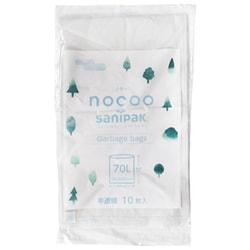 ゴミ袋 nocoo 半透明 70L ワイド シャカシャカ素材 10枚入 80×90cm 厚さ0.025mm CN71