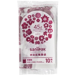 ゴミ袋 nocoo 半透明 45L 容量表記入り コンパクト 花柄 シャカシャカ素材 10枚入 65×80cm 厚さ0.020mm CT4C