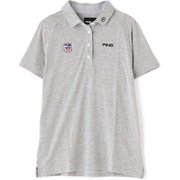622-1160002-022-L [ゴルフウェア レディース 半袖共襟ポロシャツ Lサイズ トップグレー]