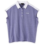 622-1160003-110-L [ゴルフウェア レディース フレンチスリーブ 共襟ポロシャツ Lサイズ ブルー]