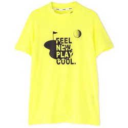 新品タグ付き　ピン　ゴルフウェア　モックネックシャツ　半袖　ネオンイエロー 未使用品 レディース ピン PING 半袖シャツ M 蛍光黄 ニット