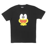 12893334 ど根性ガエル ピョン吉 プリントTシャツ ブラック Lサイズ [キャラクターグッズ]
