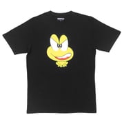 12893335 ど根性ガエル ピョン吉 プリントTシャツ ブラック Lサイズ [キャラクターグッズ]