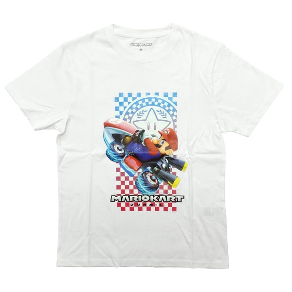 マリオカート Tシャツ マリオ ホワイト Lサイズ キャラクターグッズ