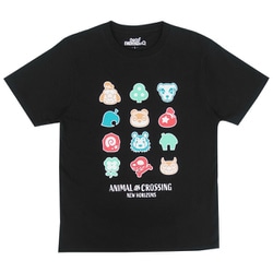 22843137 あつまれどうぶつの森 Tシャツ アイコン ブラック Mサイズ [キャラクターグッズ]