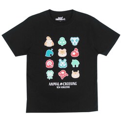 22843137 あつまれどうぶつの森 Tシャツ アイコン ブラック LLサイズ [キャラクターグッズ]
