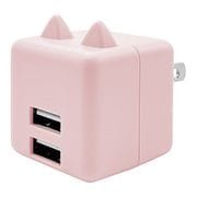 にゃんコロAC充電器 USB A×2ポート 2.4A PK RAC2A2A02PK
