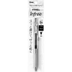 ゲルインキボールペン ENERGEL infree（エナージェル インフリー） 0.4mm ノック式 インク色：黒 本体色：クリア ニードルチップ 速乾 パック入り XBLN74TL-A