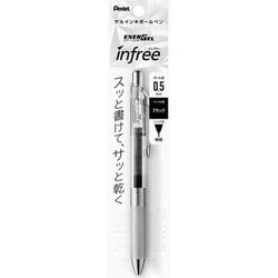 ゲルインキボールペン ENERGEL infree（エナージェル インフリー） 0.5mm ノック式 インク色：ブラック 本体色：クリア ニードルチップ 速乾 パック入り XBLN75TL-A