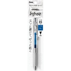 ゲルインキボールペン ENERGEL infree（エナージェル インフリー） 0.5mm ノック式 インク色：ブルー 本体色：クリア ニードルチップ 速乾 パック入り XBLN75TL-C