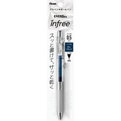 ゲルインキボールペン ENERGEL infree（エナージェル インフリー） 0.5mm ノック式 インク色：ブルーブラック 本体色：クリア ニードルチップ 速乾 パック入り XBLN75TL-CA