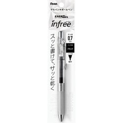 ゲルインキボールペン ENERGEL infree（エナージェル インフリー） 0.7mm ノック式 インク色：黒 本体色：クリア 砲弾チップ 速乾 パック入り XBL77TL-A