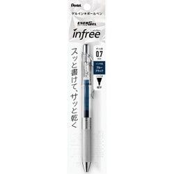ゲルインキボールペン ENERGEL infree（エナージェル インフリー） 0.7mm ノック式 インク色：ブルーブラック 本体色：クリア 砲弾チップ 速乾 パック入り XBL77TL-CA