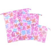8611402-006-06-8 [OrangeBonbon 水彩フラワー 子供 巾着3点セット フリーサイズ ピンク]